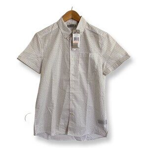 KENNETH COLE REACTION Mens Short Sleeve Button Down Shirt Size Small White Combo